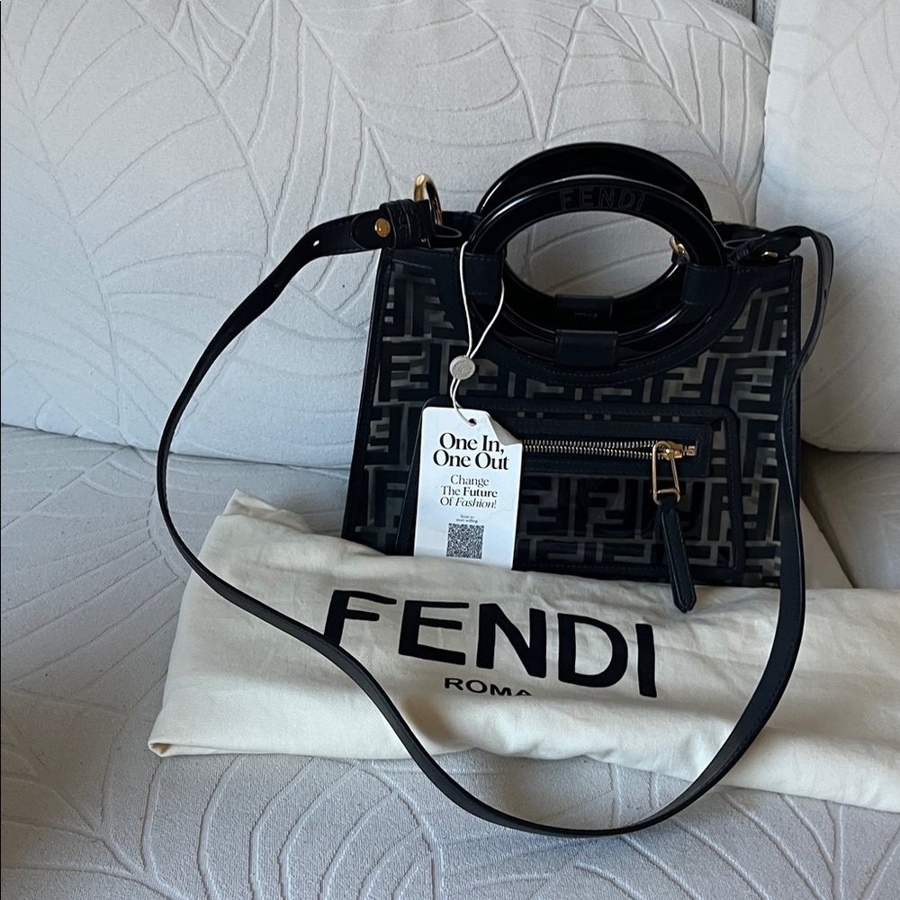 Fendi Small Runaway Monogram Black Zucca Small Tote Shopper